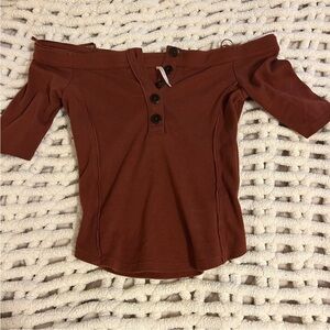 Elegant FP Burnt Cinnamon Off the Shoulder Top